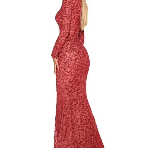 Portia and Scarlett Lace Glittery Long Sleeve Detachable Overskirt Dress - Picture 4 of 13